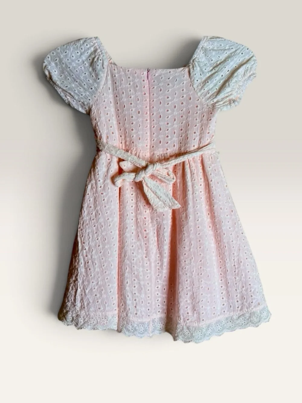 Badgley Mischka Girls Size 5 Pink Eyelet Pearl Flower Girl Party Dress